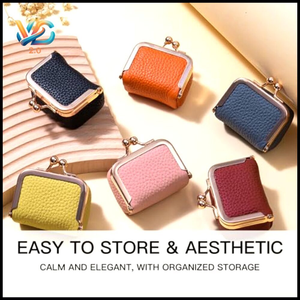 Genuine Leather Mini Jewelry Box Vintage Travel Organizer Kiss Lock Compact - Picture 5 of 7
